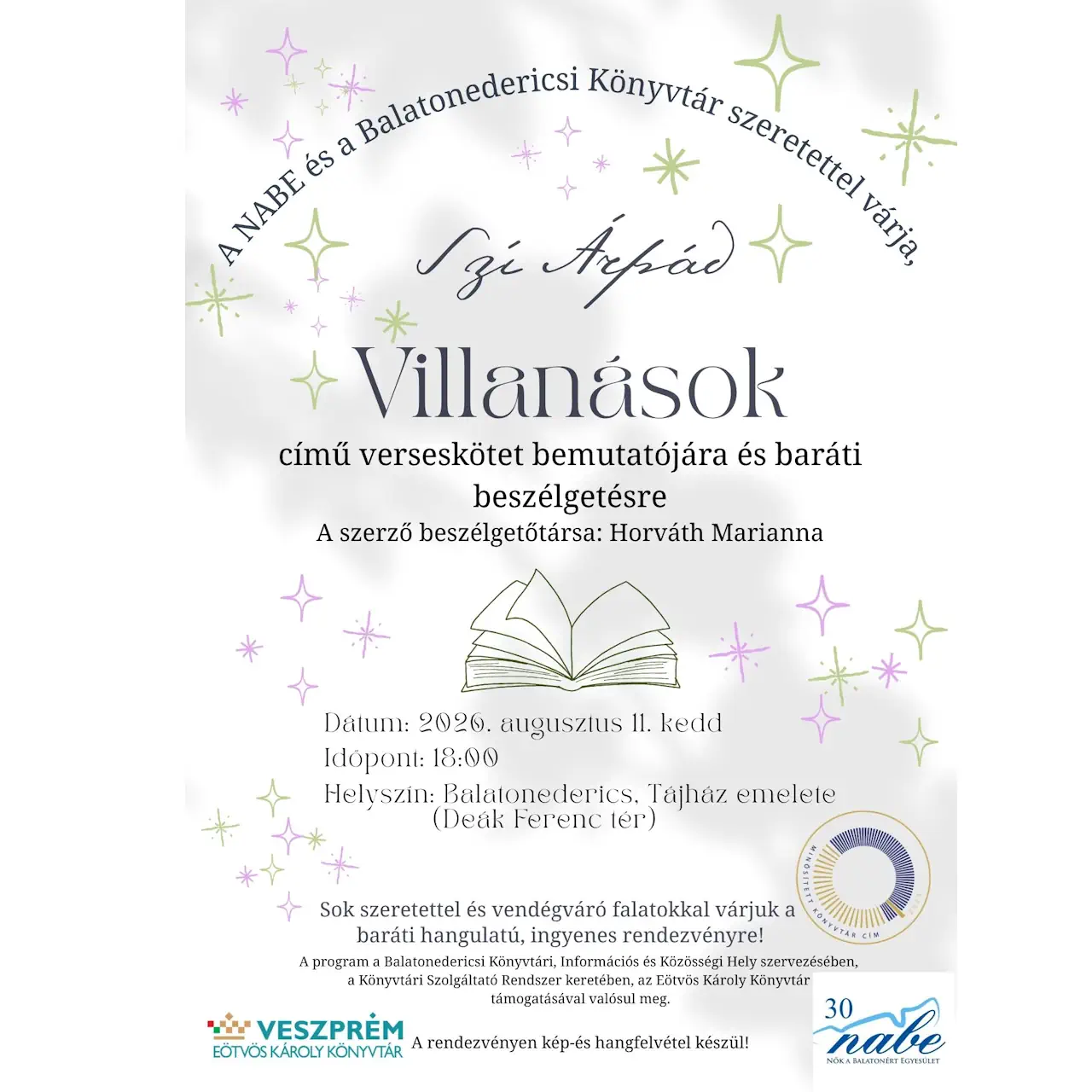 Szí Árpád - Villanások - könyvbemutató Balatonederics